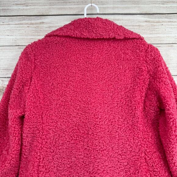 Sam Edelman Faux Fur Curly Oversized Collar Coat Women's Medium Pink NEW $180 - Picture 4 of 16